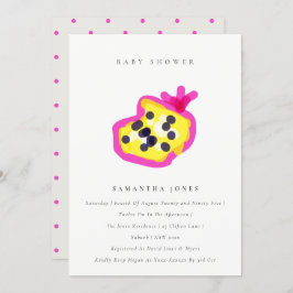 子供の手モダン引きパッションフルーツ赤ちゃんシャワー 招待状