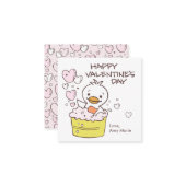 子供の教室でバレンタイン ハートの泡風呂のダックバス ノートカード (正面/裏面インサイチュ)