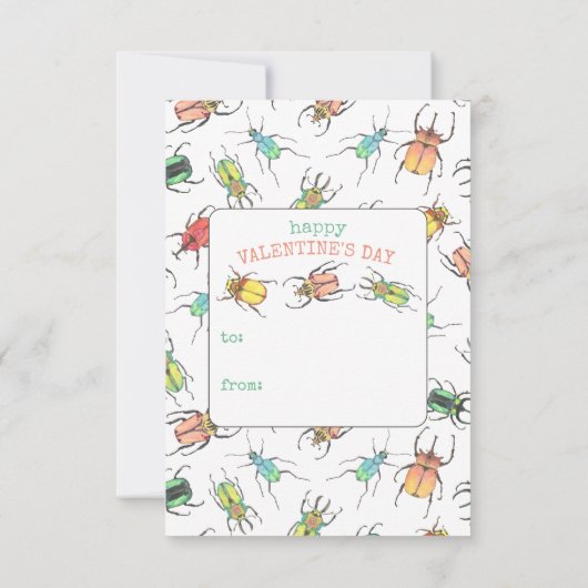 子供の教室ラブバグバレンタインデー ノートカード (裏面)