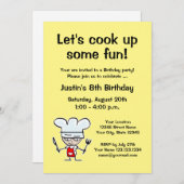 子供の料理誕生日パーティーの招待テンプレート 招待状 (正面/裏面)