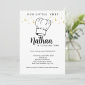 子供の料理誕生日招待状 ミニマルな焼き菓子 招待状 (スタンド正面)