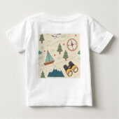 子供の旅行地図アイコンパターン ベビーTシャツ (裏面)