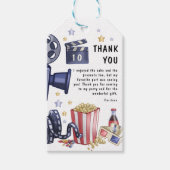 子供の映画鑑賞会の誕生日パーティーお礼メッセージ ギフトタグ (正面)