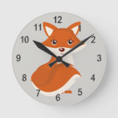 子供の時計のかわいい森林キツネ ラウンド壁時計 (正面)