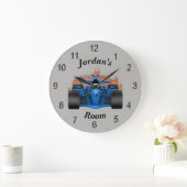 子供の時計のレースカーの炎 ラージ壁時計 (ホーム)