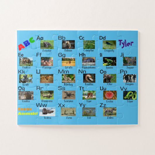 子供の最初のパズル – エキゾチックな動物のABC ジグソーパズル (横)