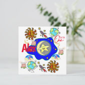 子供の最初のベビー誕生日の招待Spaceship 招待状 (スタンド正面)