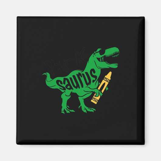 子供の最初の日K Saurus Trex前の女の子の男の子キン マグネット (正面)