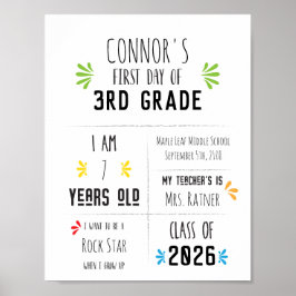 子供の最初の登校日看板 ポスター