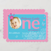 子供の最初の誕生日パーティフォト番号1 招待状 (正面/裏面)