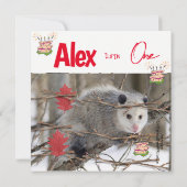 子供の最初の誕生日招待状ポッサム自然 招待状 (裏面)