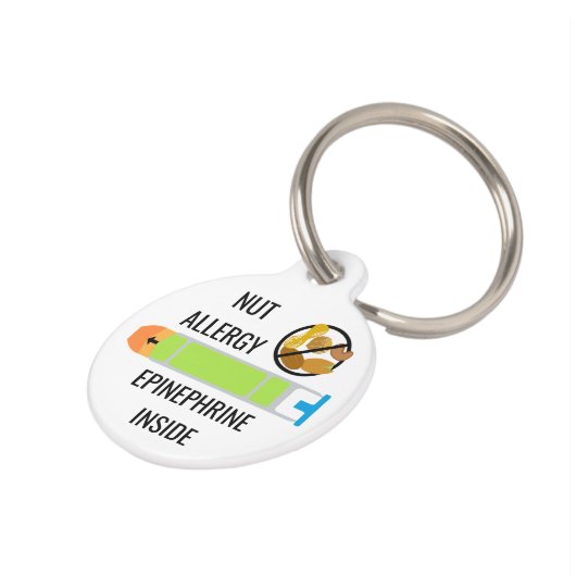 子供の木のナットピーナツアレルギーのアドレナリンの緊急事態 ペット　ネームタグ (側面)