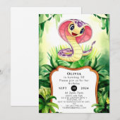 子供の森のヘビの誕生日 招待状 (正面/裏面)