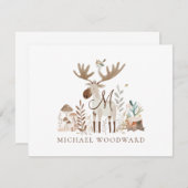 子供の森の動物モノグラムフラットノートカード ノートカード (正面/裏面)