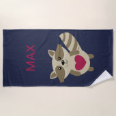 子供の森林アライグマの愛らしくパーソナライズな動物 ビーチタオル (正面)