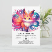 子供の楽しいキツネの誕生日 招待状 (スタンド正面)