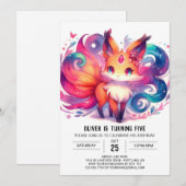 子供の楽しいキツネの誕生日 招待状 (正面/裏面)