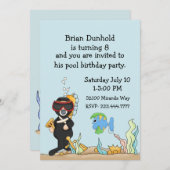 子供の水中テーマの誕生日のパーティの招待状 招待状 (正面/裏面)
