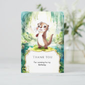 子供の水彩オッター誕生日 サンキューカード (スタンド正面)