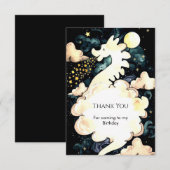 子供の水彩ドラゴン誕生日 サンキューカード (正面/裏面)