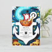 子供の水彩画パイレーツバースデー 招待状 (スタンド正面)