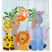 子供の浴室、おもしろいな動物 シャワーカーテン (正面)