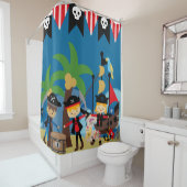 子供の海賊船および海賊 シャワーカーテン (インサイチュ)