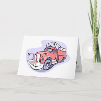 子供の消防車の誕生日パーティーお礼 サンキューカード