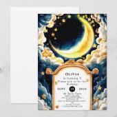 子供の淡い月のお誕生日 招待状 (正面/裏面)