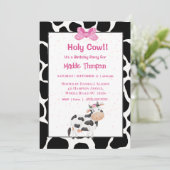子供の牛柄ガールズバースデーパーティー招待状 招待状 (スタンド正面)