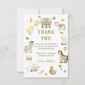子供の牧場の動物をテーマにした誕生日のお礼のカード サンキューカード (正面)