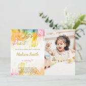 子供の特別な日を彩るカスタマイズ可能なアートパーティー招待状 招待状 (スタンド正面)