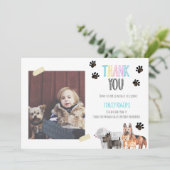 子供の犬テーマの誕生日お礼カード サンキューカード (スタンド正面)