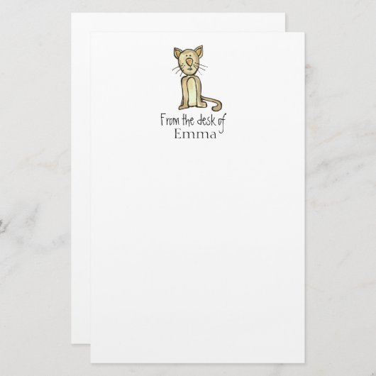 子供の猫の静止した名前入り 便箋 (正面/裏面)