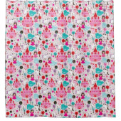 子供の王女の城およびユニコーン シャワーカーテン (正面)