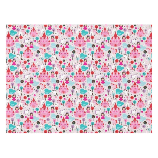 子供の王女の城およびユニコーン テーブルクロス (正面(横))