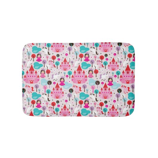 子供の王女の城およびユニコーン バスマット (正面)