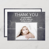 子供の現代的な誕生日お礼写真ポストカード ポストカード (正面/裏面)
