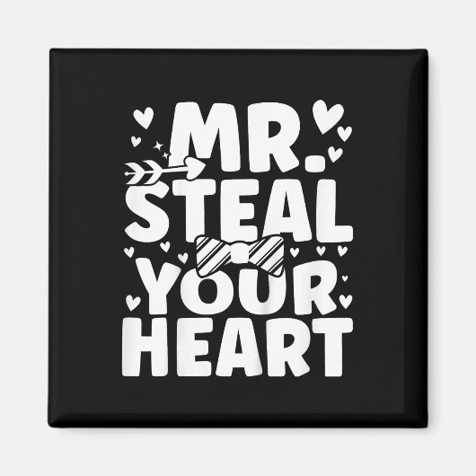 子供の男の子のバレンタインシャツ あなたの心を盗む Mr. マグネット (正面)