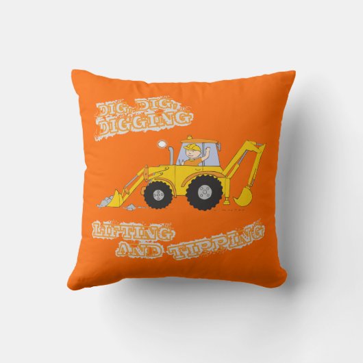 子供の男の子の坑夫のオレンジ及び灰色の枕 クッション (裏面)