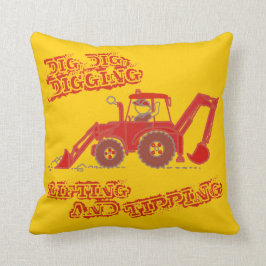 子供の男の子の坑夫の赤くおよび黄色の枕 クッション