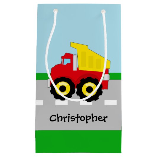 子供の男の子の建築Dumptruck スモールペーパーバッグ (正面)