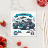 子供の男の子の車クールモンスタートラック1誕生日 スタンダードカクテルナプキン (インサイチュ)