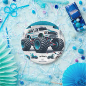 子供の男の子の車クールモンスタートラック1誕生日 ペーパープレート (パーティー)