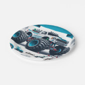 子供の男の子の車クールモンスタートラック1誕生日 ペーパープレート (アングル)