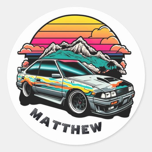 子供の男の子は極端な冒険をレース。日本車jdm ラウンドシール (正面)