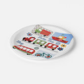 子供の男の子を輸送する車のボートトレインバス自転車 ペーパープレート (アングル)