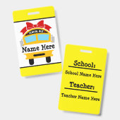 子供の登校バス 名入れバッジ バッジ (正面＆裏面)