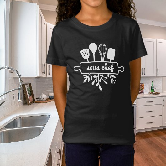 子供の白いキッチン用品のスーシェフ Tシャツ
