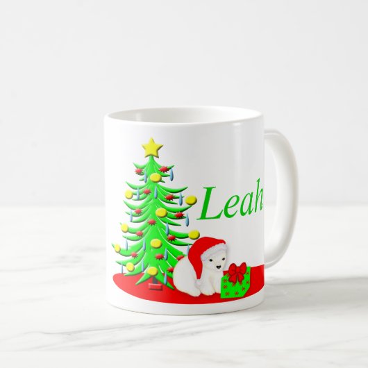 子供の白くまサンタが付いている一流のクリスマスのマグ コーヒーマグカップ (正面右)